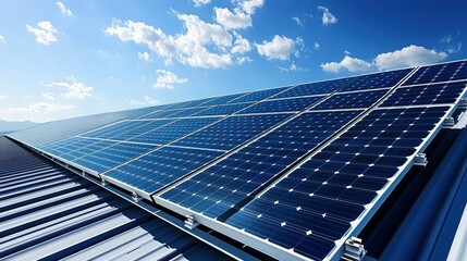 Rooftop Solar Panel Array Generating Clean Energy