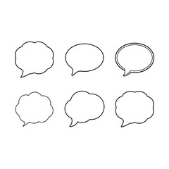 Speech Bubble Outline Vector Icon – Simple Comic Style Chat Balloon Line Art Illustration
