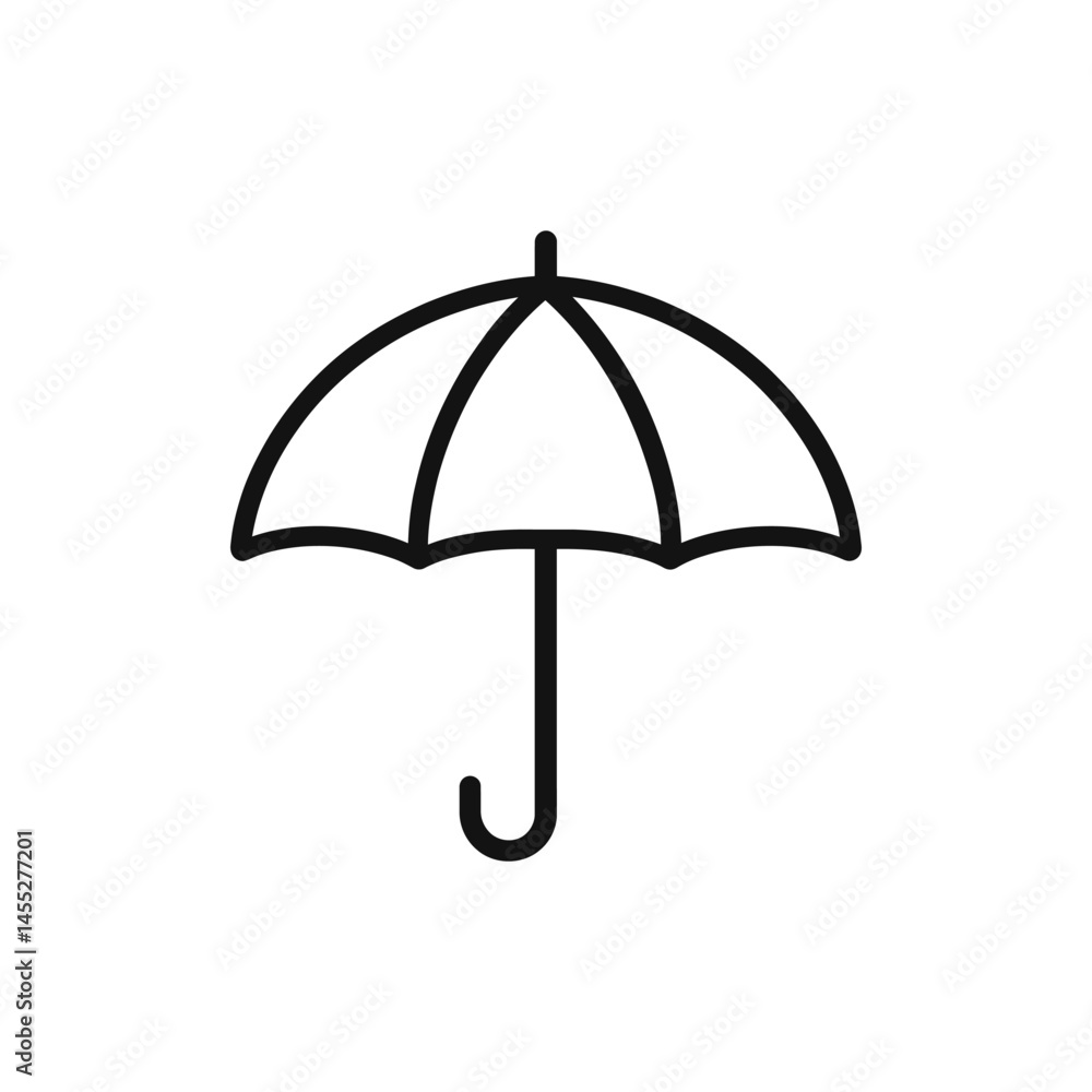 Poster simple umbrella icon in line art style on transparent background