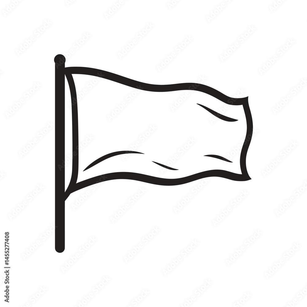 Poster simple waving flag outline design isolated on transparent background icon symbol