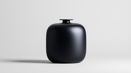 Obraz premium Black Ceramic Jar with Lid on White Background