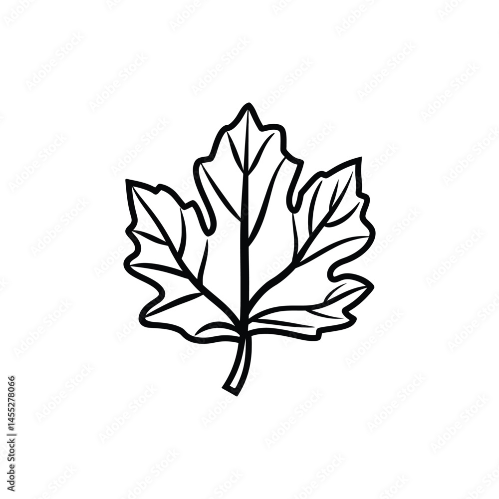 Poster single maple leaf outline icon in minimalist style on transparent background