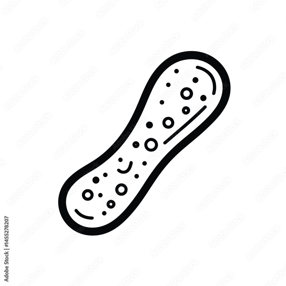 Poster single pickled cucumber icon in black outline with transparent background