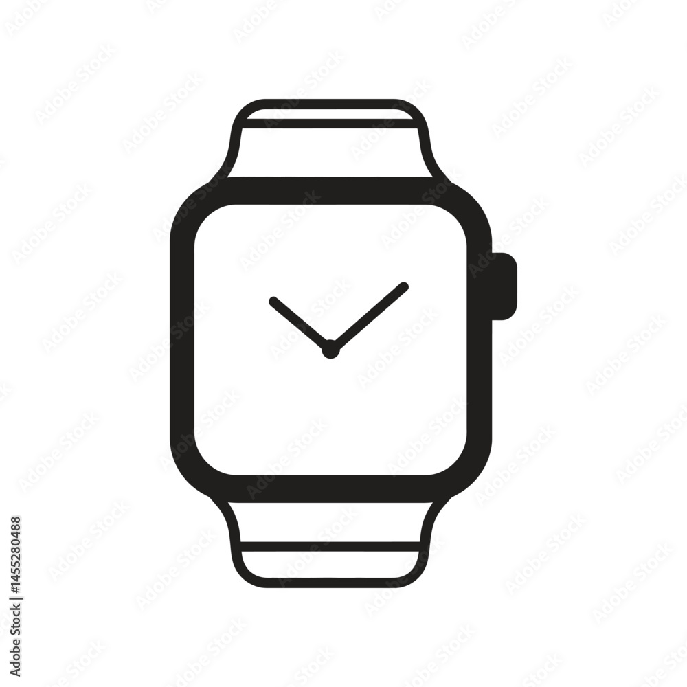 Poster smartwatch with analog display and strap on transparent background