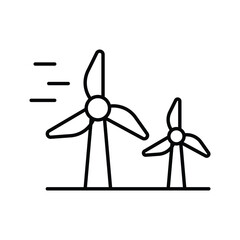 Wind turbine icon. Simple outline style. Windmill, wind power, working from power of wind, energy converter, renewable energy concept. Thin line symbol. Vector illustration isolated.