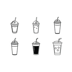 Iced Coffee Cup Line Art – Minimalist Vector Illustration for Cafes & Beverage Designs
