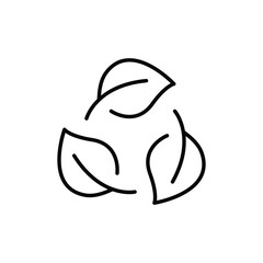 Recyclable icon. Simple outline style. Biodegradable recyclable plastic free package, circle leaf, eco, friendly material concept. Thin line symbol. Vector illustration isolated.