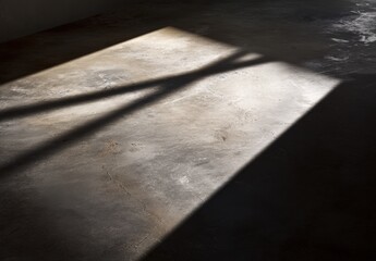 Obraz premium Sunlight casting shadows on a concrete floor.