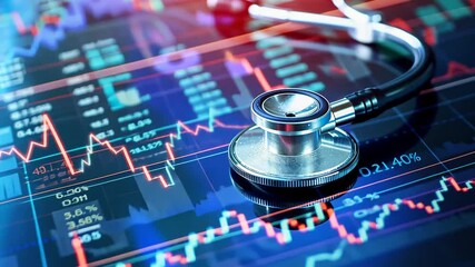 Medical Technology and Stock Market Data Analysis Visualization Concept - Powered by Adobe
