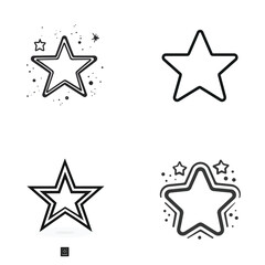 Star Icons Set Outline Shapes, Decorative Elements on Transparent Background