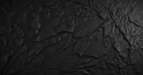 Fototapeta premium Intricate black paper, close-up, showing wrinkles & wear, backdrop, photography, detail