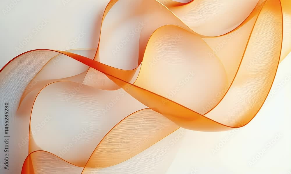 Poster white background with orange and gold wavy lines, simple vector style, rectangular frame.
