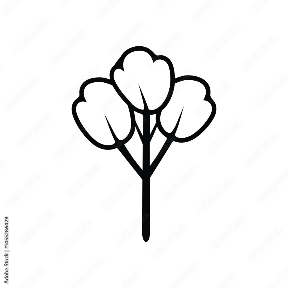 Poster stylized tree outline with rounded crown isolated on transparent background