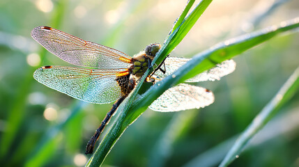 Dragonfly wings dew drops morning light nature photography close up macro shot