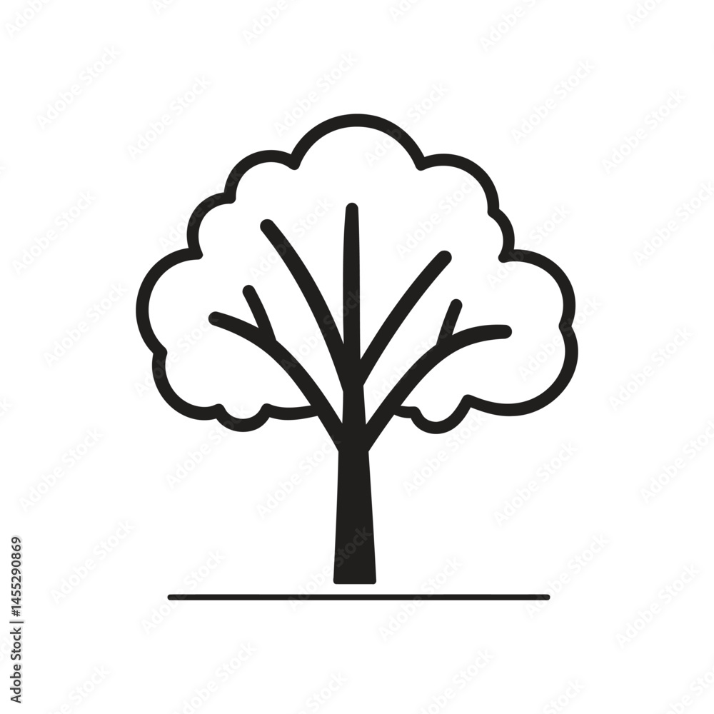Poster tree silhouette icon outline design on transparent background