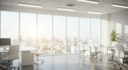 Blur image background, Interior of modern office building, Working space with defocused effect. business concept.