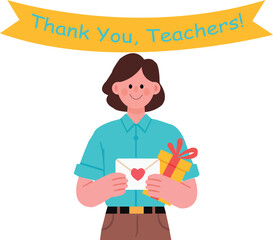 teacher woman character vector for thank you teacher banner