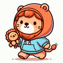 Fototapeta premium cartoon vector illustration of a lion wearing a jacket