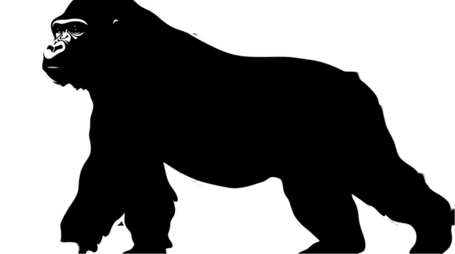 Isolated Black Gorilla Silhouette Walking Transparent Illustration
