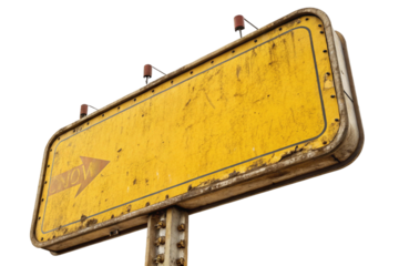 A blank road sign, an empty street advertisement board against the blue sky, offers commercial message space on the highway