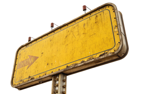A blank road sign, an empty street advertisement board against the blue sky, offers commercial message space on the highway