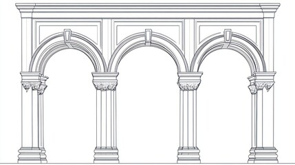 Classic Architectural Arches, Drawing, Exterior Design, Possible Use  Architectural Design