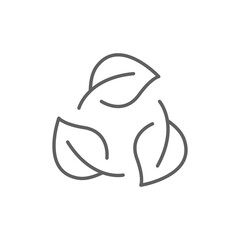 Recyclable icon. Simple outline style. Biodegradable recyclable plastic free package, circle leaf, eco, friendly material concept. Thin line symbol. Vector illustration isolated. Editable stroke.