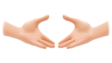 3D Rendered Hands Reaching Out in Gesture of Offering on Transparent Background