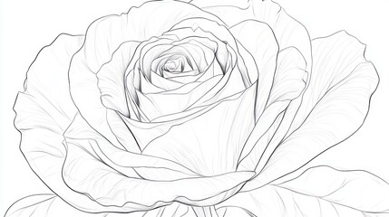 Detailed line art of a rose