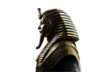 3D Rendered Portrait of an Egyptian Pharaoh in Gold and Blue Colors
