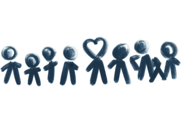 Abstract Illustration Of A Family In Monochrome Blue On Transparent Background