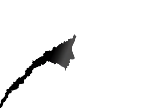 Abstract Illustration Of A Face Silhouette In Black Color On A Transparent Background