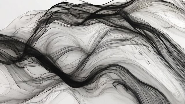Abstract Black and White Flowing Lines Dance of Movement, Elegance, and Creativity in Patterns of Calmness and Fluidity