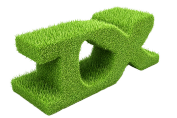 3D Green Grass Text Symbol Isolated On Transparent Background Nature Concept