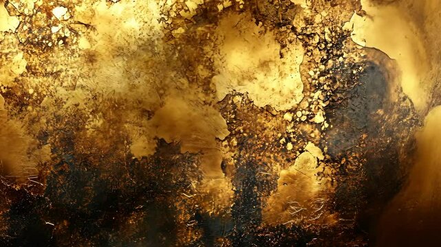 Abstract gold and black textured background.  Rich, mottled pattern with dark accents