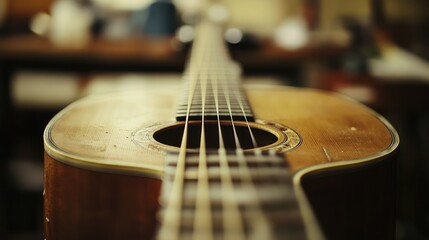 Fototapeta premium Acoustic Harmony: Capturing the Soulful Essence of a Timeless Musical Instrument