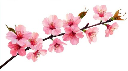 Naklejka premium Stunning Isolated Sakura Flowers Against a White Background
