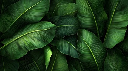 Vibrant Green Banana Leaves - Tropical Nature Background