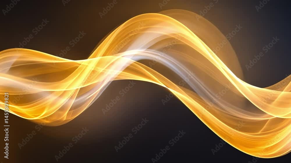 Poster mesmerizing abstract design of flowing golden and white light waves, creating warm sense of movement