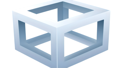 3D Rendered Blue Geometric Cube On Isolated Transparent Background