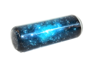 3D Rendered Isolated Cylinder Object Filled With Cosmic Galaxy Background