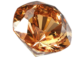 A Faceted Orange Gemstone Isolated On Transparent Background 3D Illustration