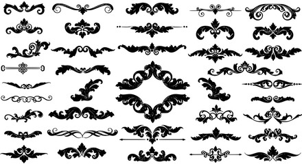 30+ Black Floral Ornaments Swirls and Flourishes Design Elements