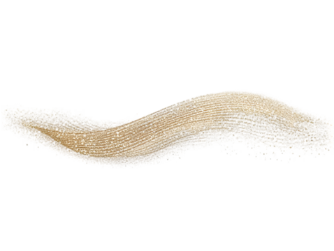 Abstract 3D Gold Curve Shape With White Texture on Transparent Background