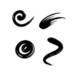 Abstract Flowing White Streaks Isolated On Black Minimalist Background Design Element