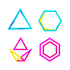 Abstract Geometric Shapes Design With Triangles And Hexagons On Black Background