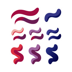 Abstract Gradient Waves And Swirls Modern Graphic Elements On Black Background