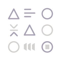 Geometric Shapes Pattern On Black Background With Triangle Circles And Parallel Lines