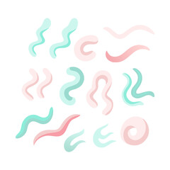Abstract Shapes Collection In Pastel Colors On Black Background Vector