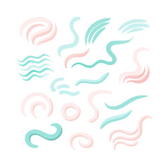 Abstract Doodle Elements In Pastel Colors On A Black Background Illustration